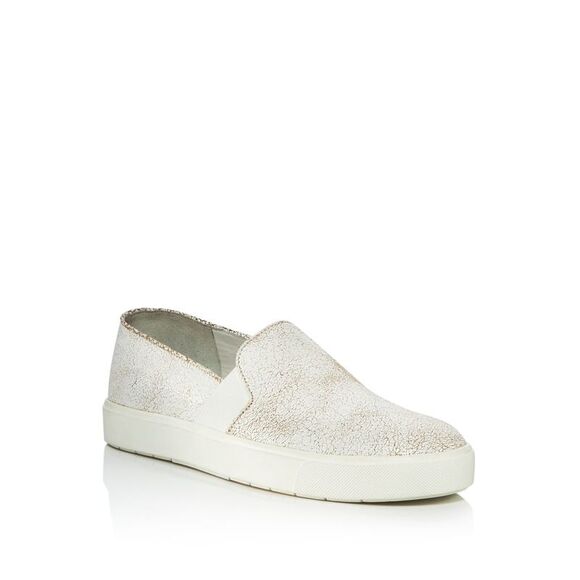 Womens White Cracked Blair Round Toe Platform Slip On